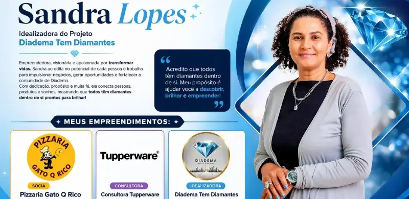 💎 Conheça Sandra Lopes: a mulher por trás do projeto que faz Diadema brilhar!