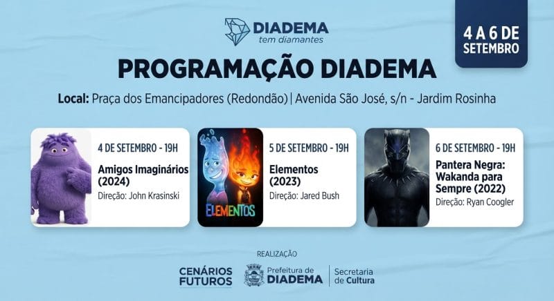 Programação Especial do Cine Diadema ao Ar Livre